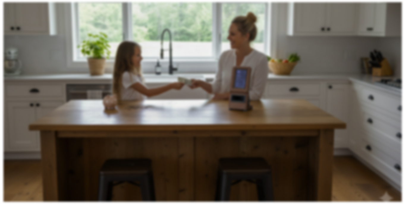 Parent managing family finances and allowances